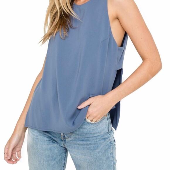 ASTR Top aide cutouts Blue tank top - Picture 1 of 7